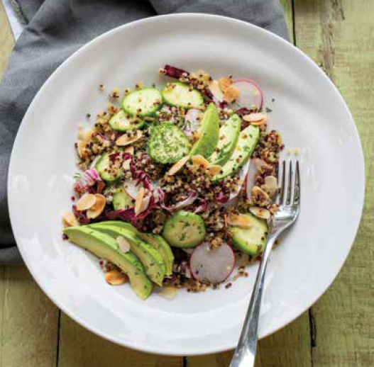 Toasted Quinoa and Avocado Salad with Buttermilk Almond Dressing