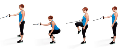 Single-Arm Resistance Band Squat and Row