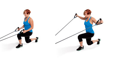 Reverse Lunge and Resistance Band 45 Fly