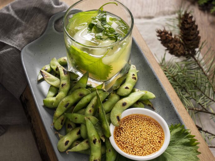 Edamame with Ginger Chili Dipping Sauce