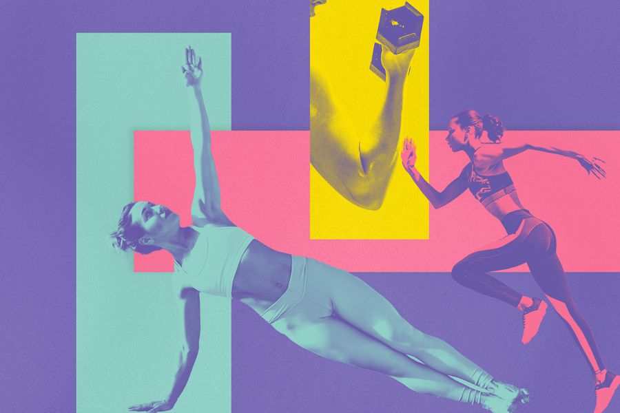 women exercising in rectangles