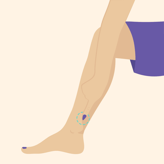 illustration of finger pressing above ankle