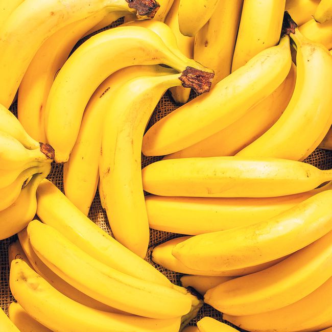 bananas to help with bloating: an overhead shot of multiple bunches of bananas