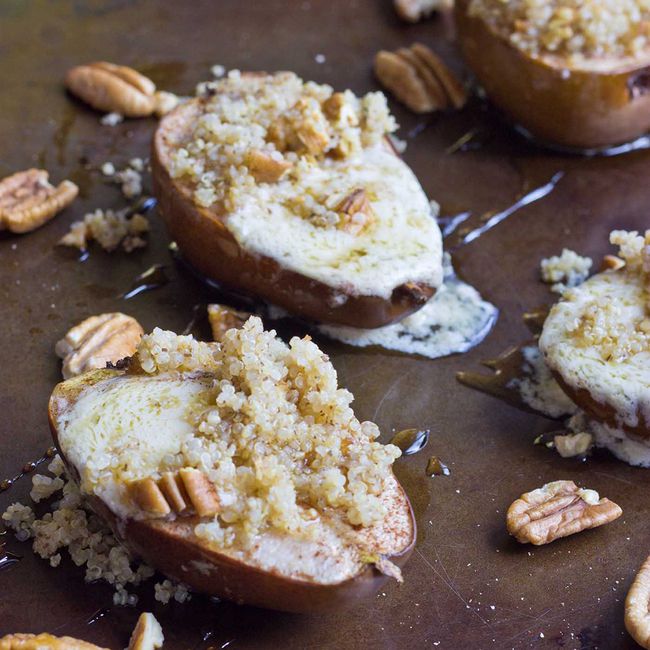 Roasted Quinoa Stuffed Pears