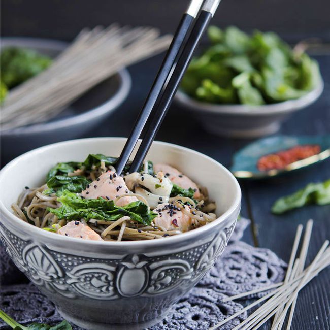Asian Salmon Bowl with Spinach