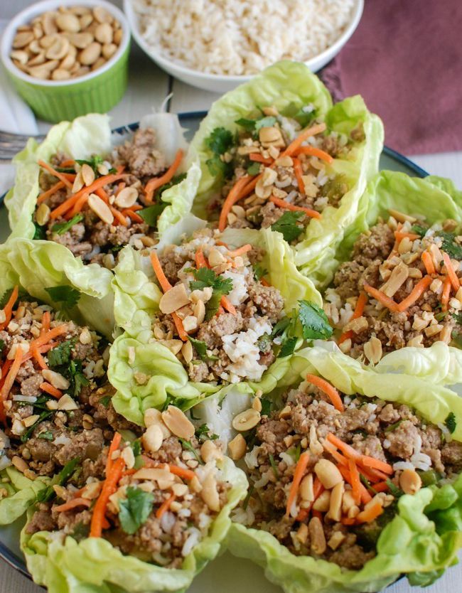 Thai Turkey Brown Rice Lettuce Wraps