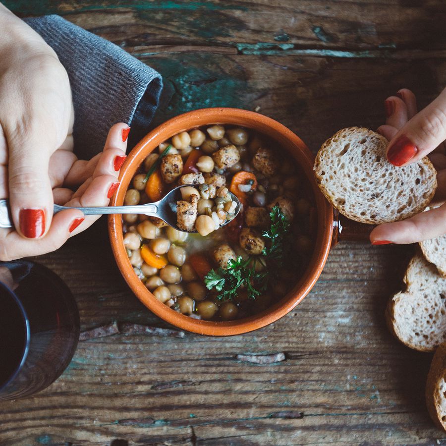 Bowl of soup with beans